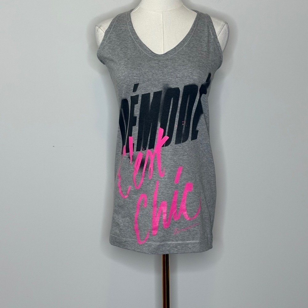 Fiorucci Graffiti Graphic Sleeveless Tank Top "Démodé C'est Chic" Womens XXS